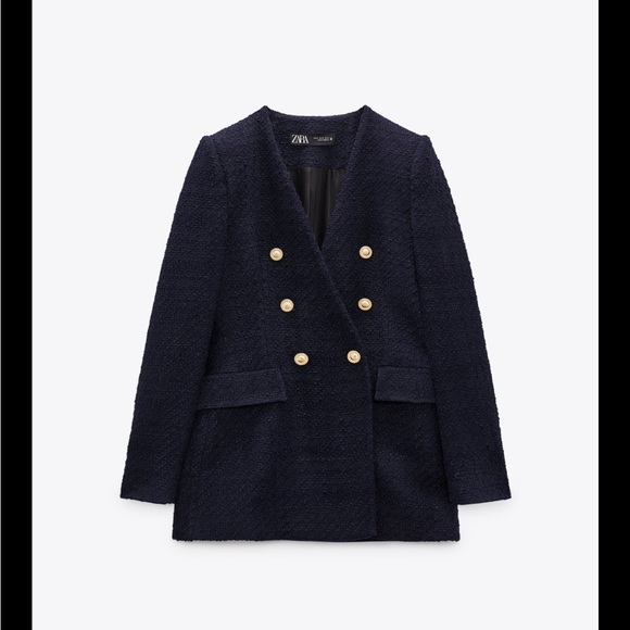 ZARA STRUCTURED LAPELLESS BLAZER
NAVY BLUE - Picture 2 of 5